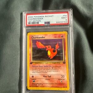 2000 Pokémon Rocket Charmander 1st Edition Card PSA 9